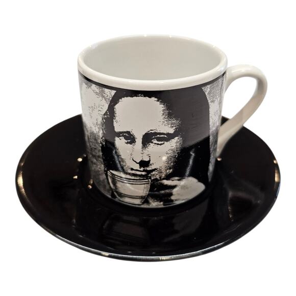 Mona Lisa Demitasse Espresso Cups and 4 Saucers Set - Picture 3 of 7